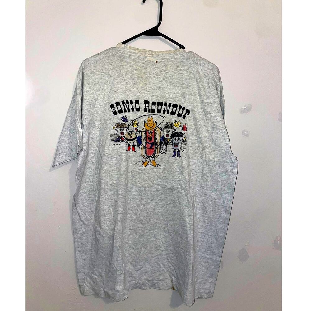 Vintage Sonic Shirt Fast Food Roundup Promo Gray XL Te 1990s 90s VTG